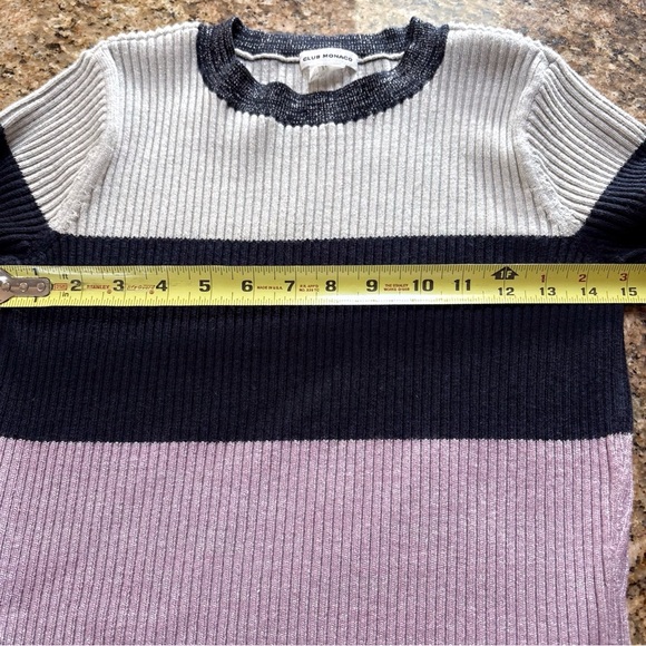 Club Monaco Merino Wool Striped Knit Sweater Dress Size M Pink Black White - Picture 10 of 13